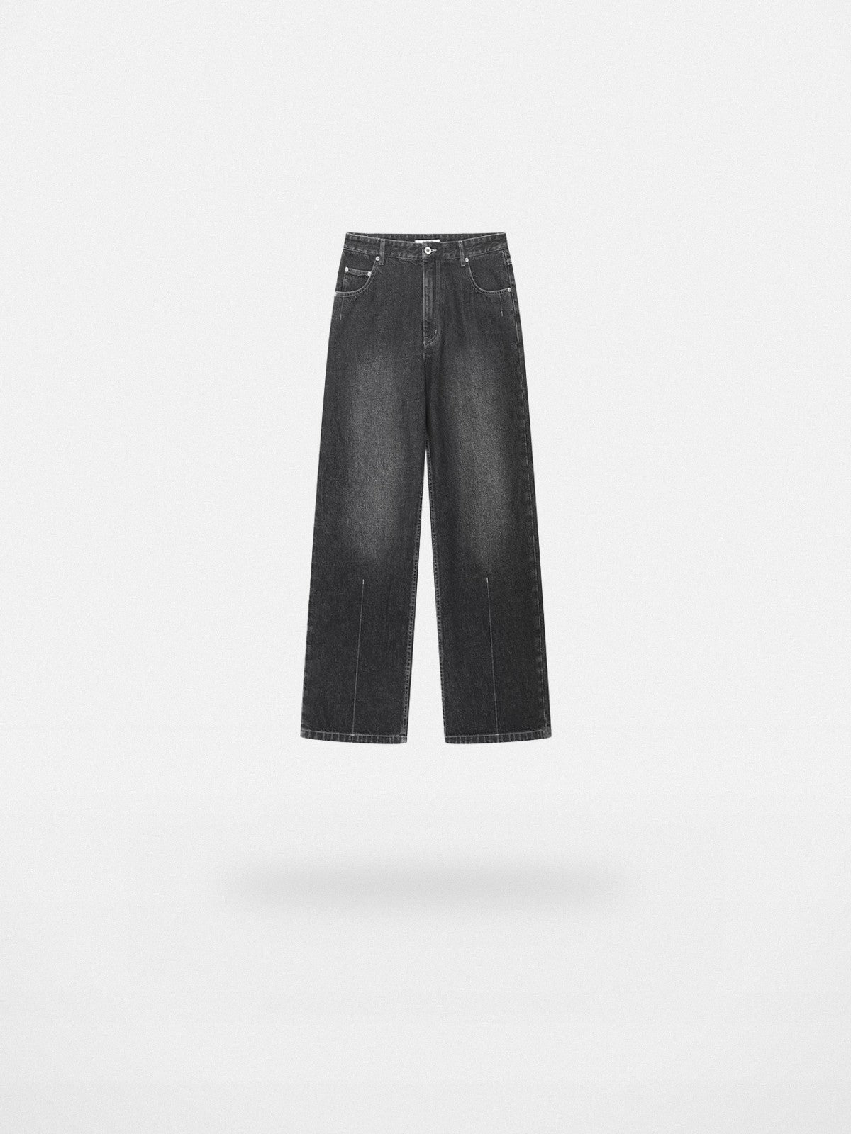 NANS 14oz Vintage Wash Straight Leg Jeans in Black