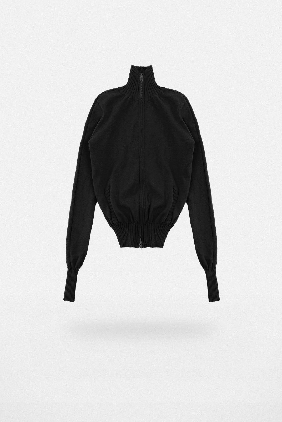 MASONPRINCE High Neck Cotton Blend Cardigan in Black