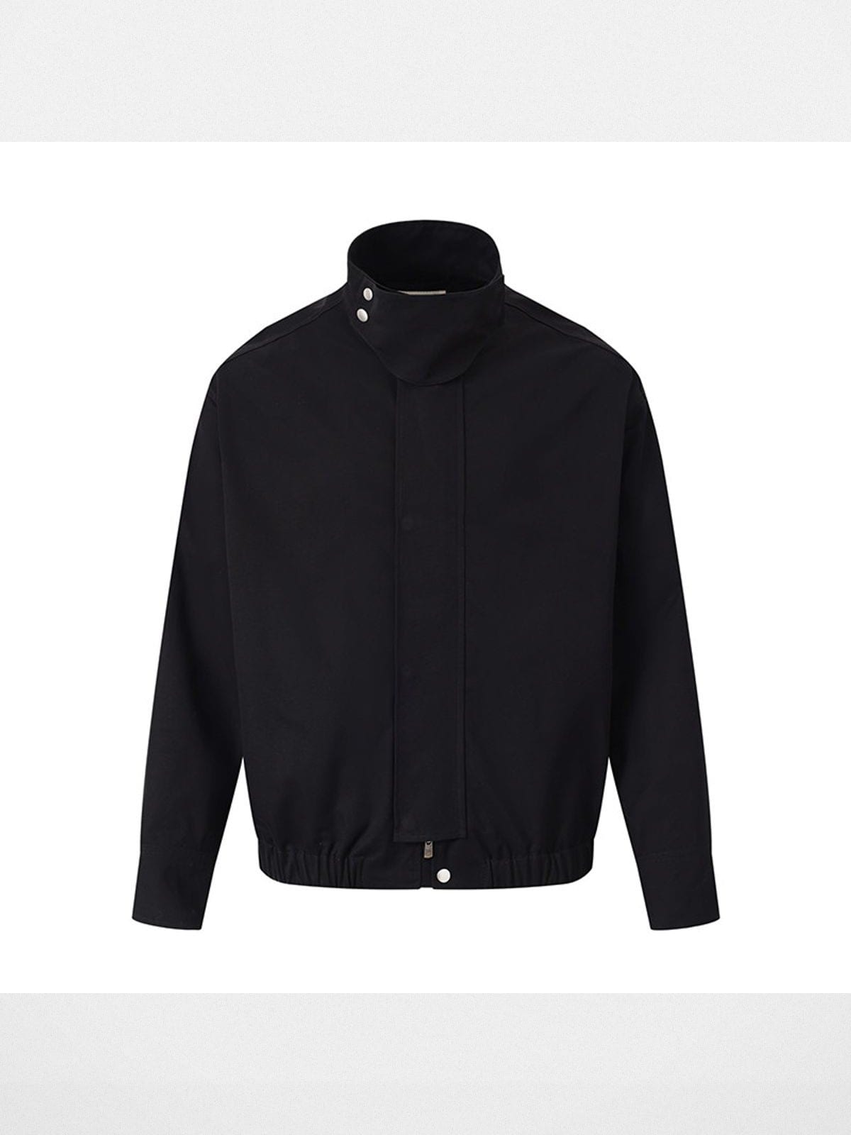 Roya Brushed Cotton Stand Collar Jacket in Black