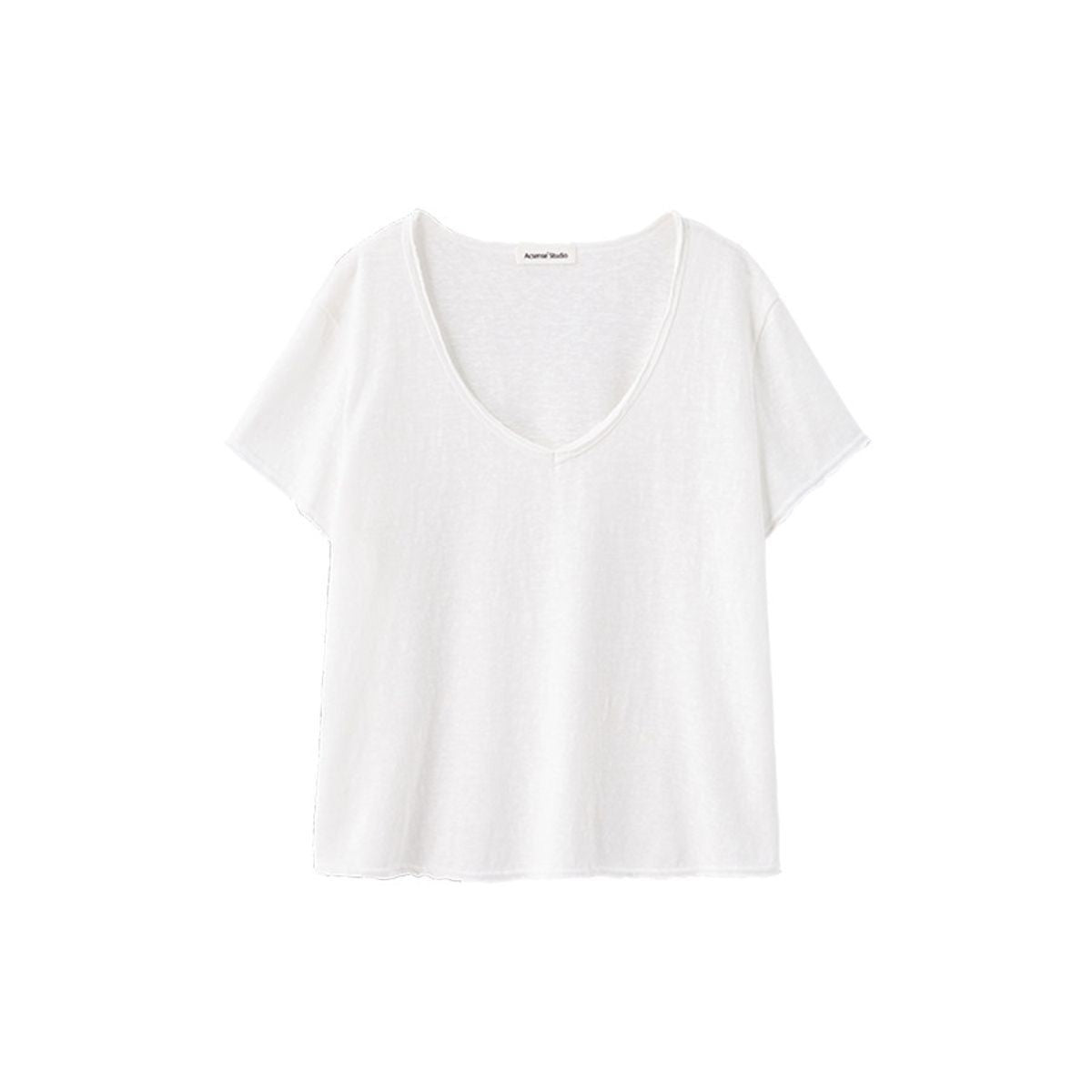 Acsense Studio Slub Silk Blend V Neck Tee in White