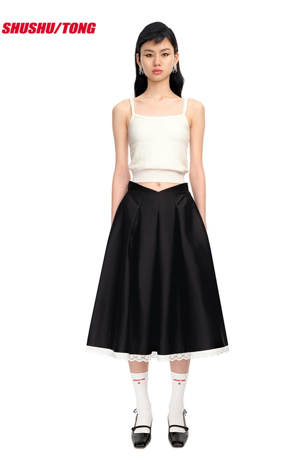 SHUSHUTONG Wool Alpaca Blend Camisole in White - On Model