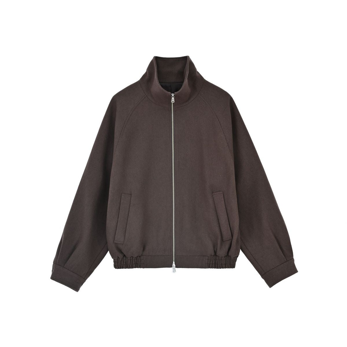 Roolrren Homme Melton Wool Blend Zip Blouson in Brown