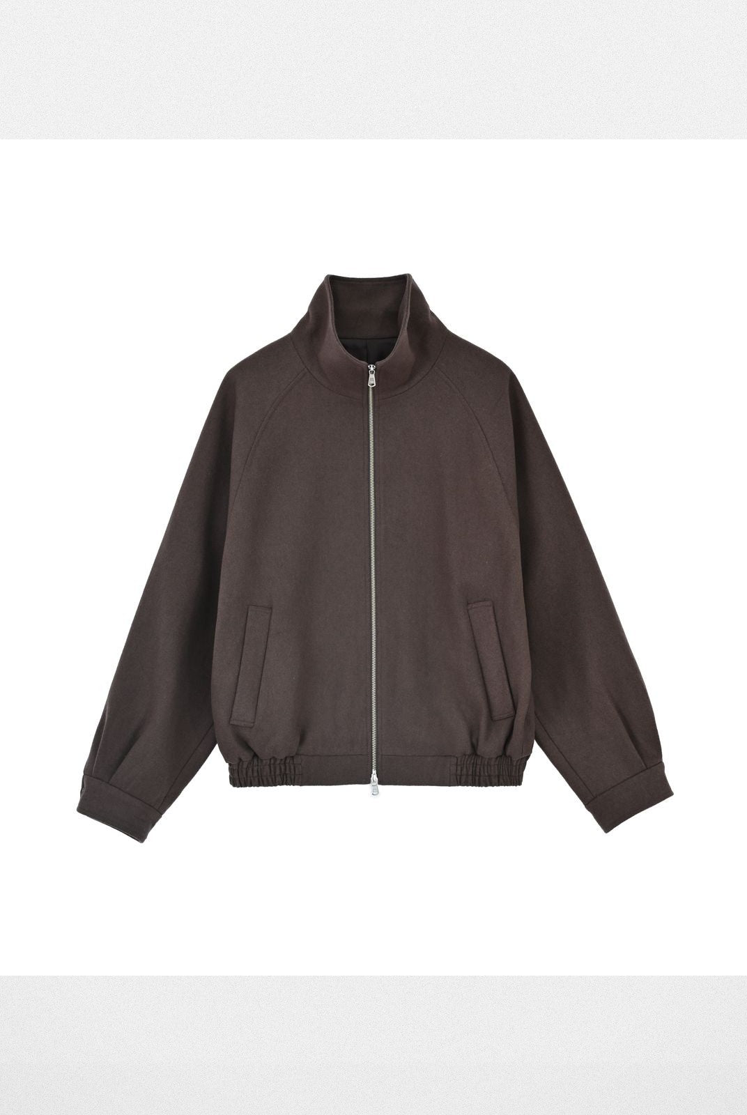 Roolrren Homme Melton Wool Blend Zip Blouson in Brown