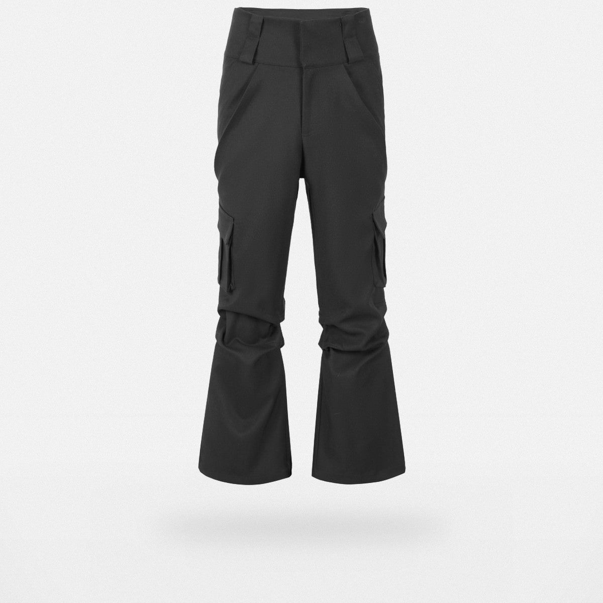 Y OFFICIAL Pleated Wide Leg Cargo Pants in Black