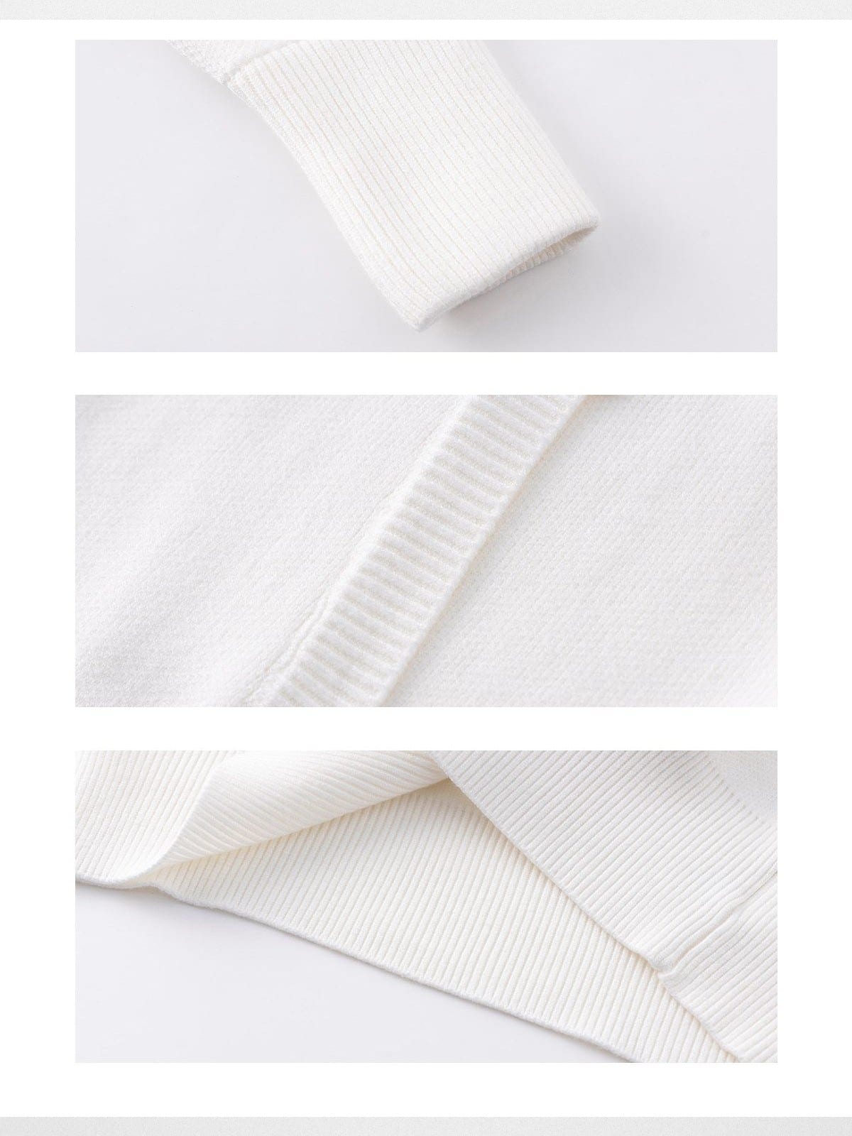 Ariseism Fur Collar Zip Up Knit Hoodie in White - Detail