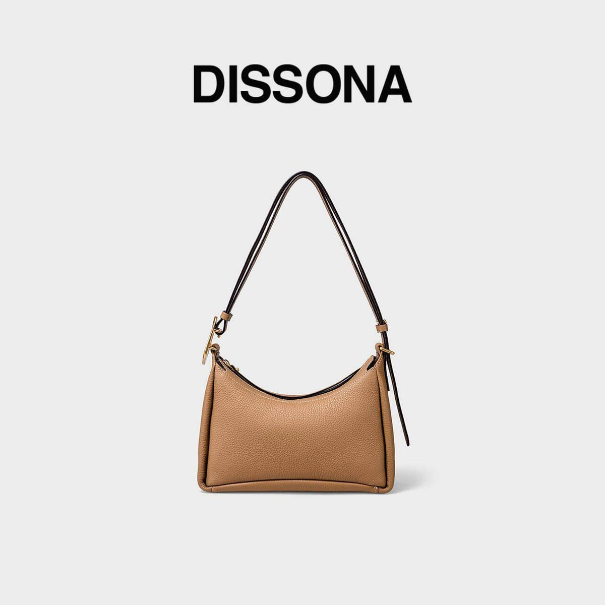 DISSONA Cowhide Leather Shoulder Bag in Brown