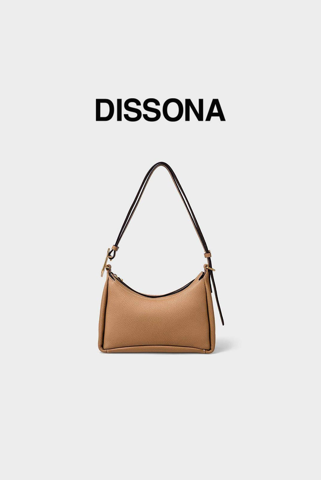 DISSONA Cowhide Leather Shoulder Bag in Brown