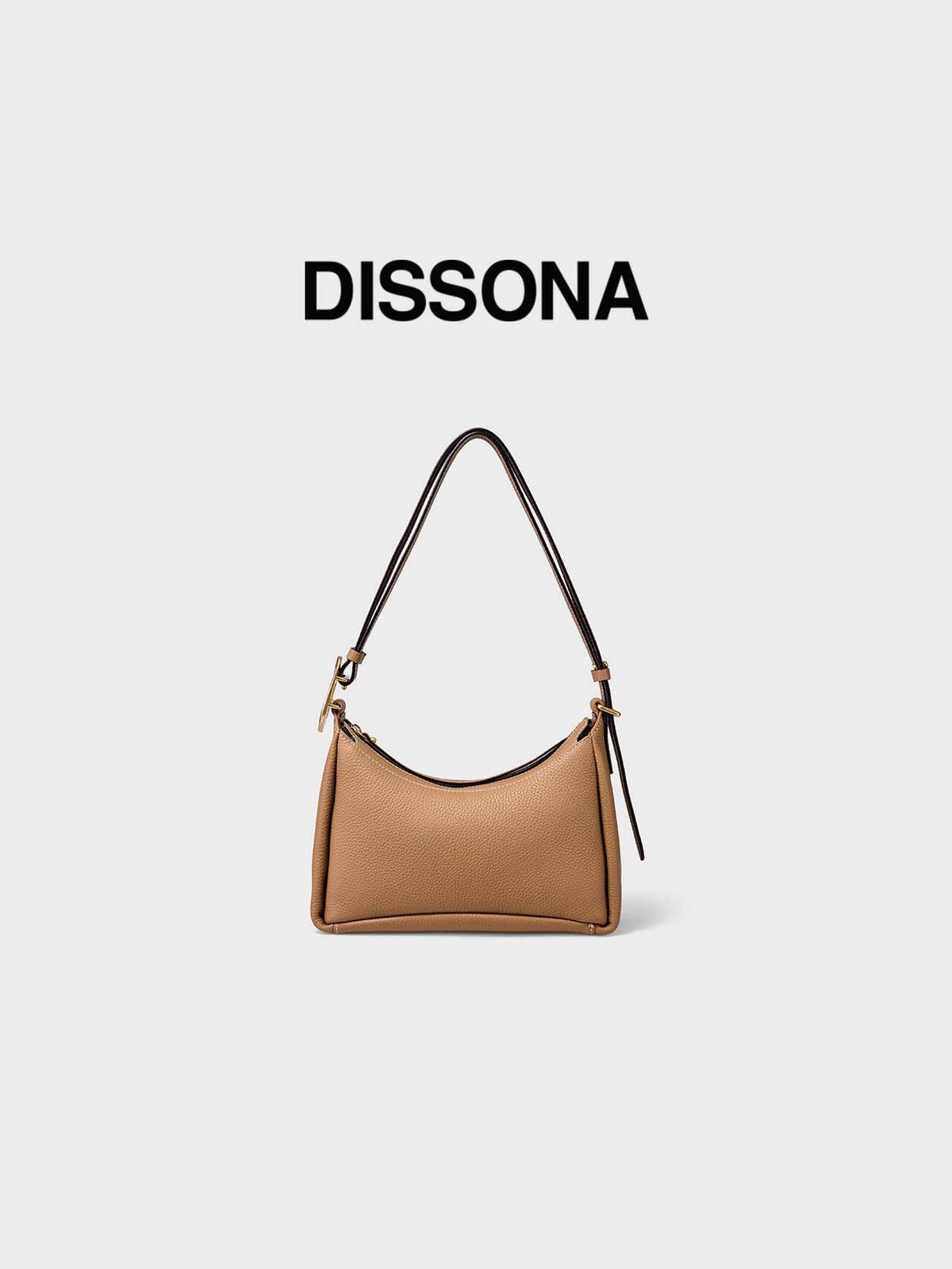 DISSONA Cowhide Leather Shoulder Bag in Brown