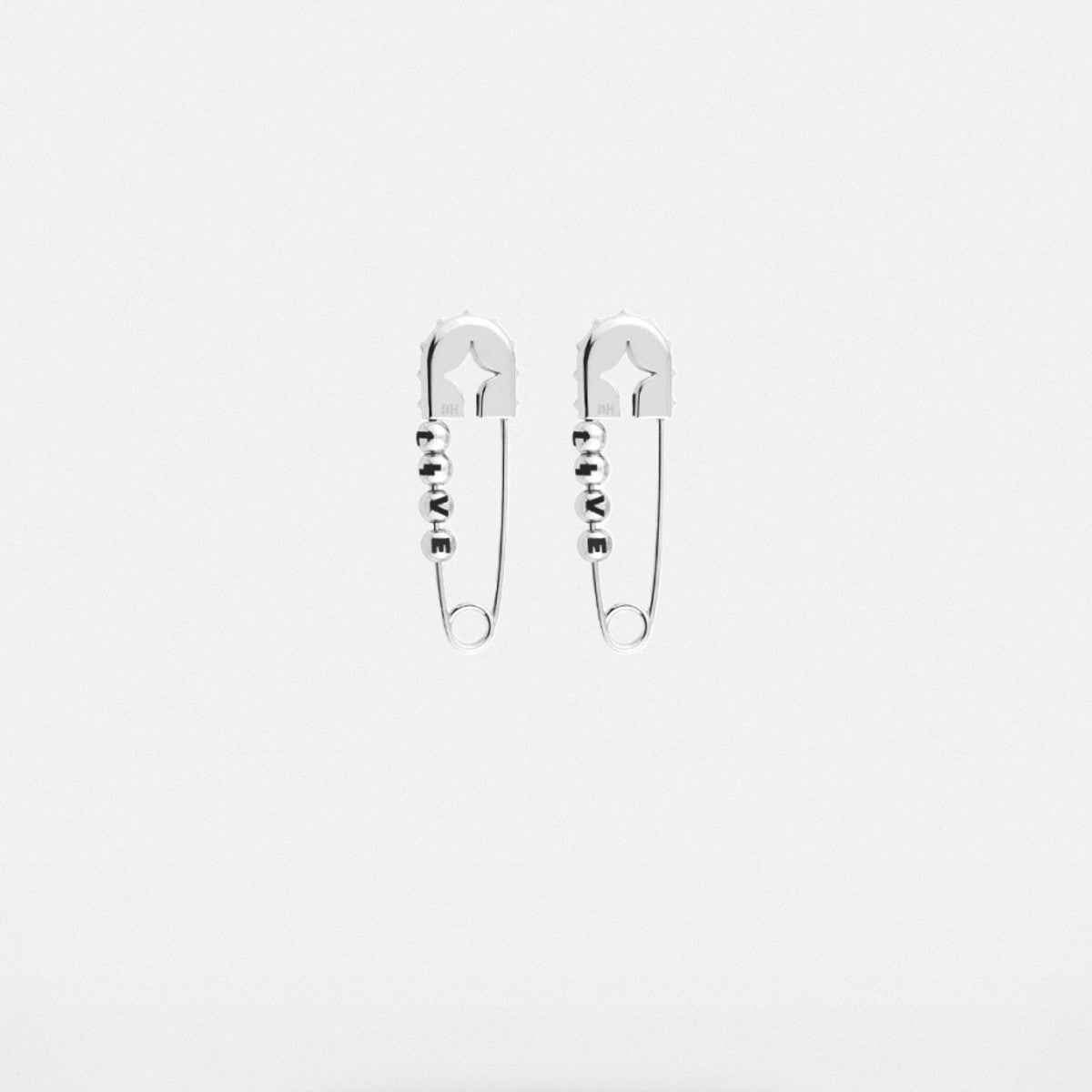 BLACKHEAD Rivet Ball Safety Pin Earrings in Silver