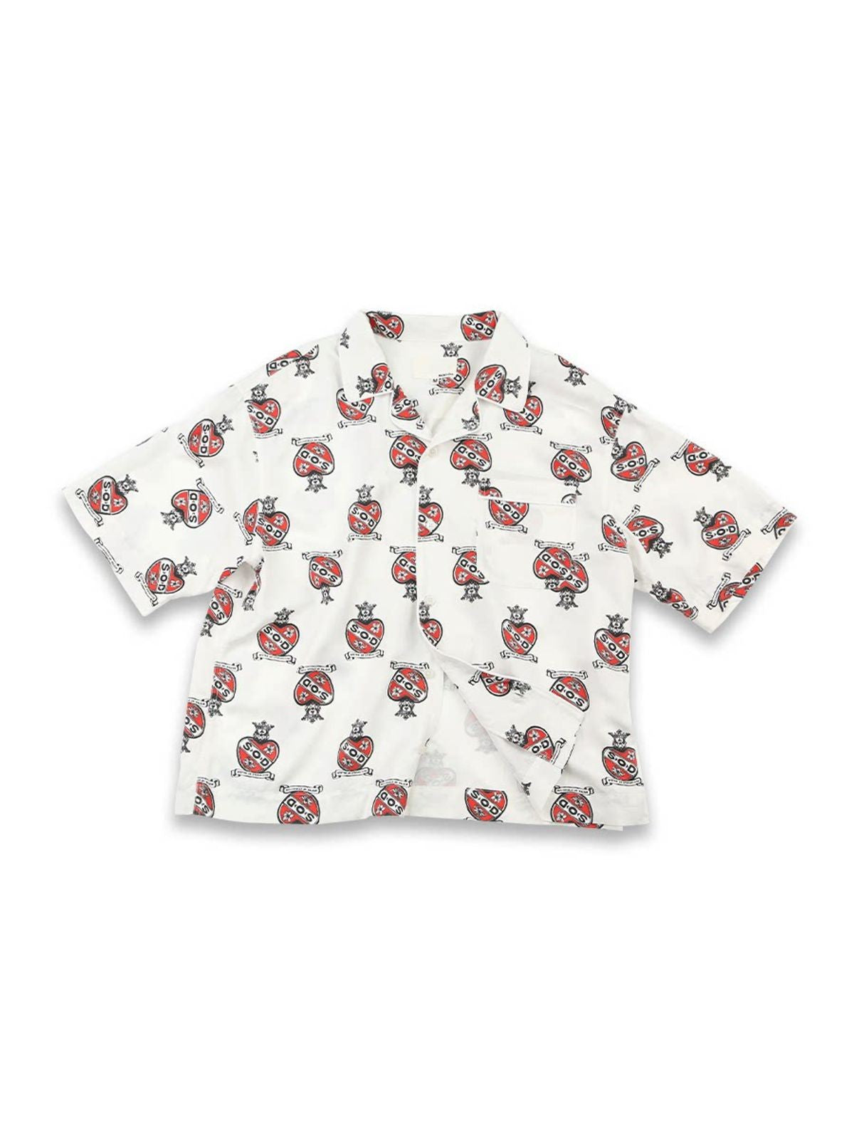 SOD Sacred Heart Rayon Hawaiian Shirt in White