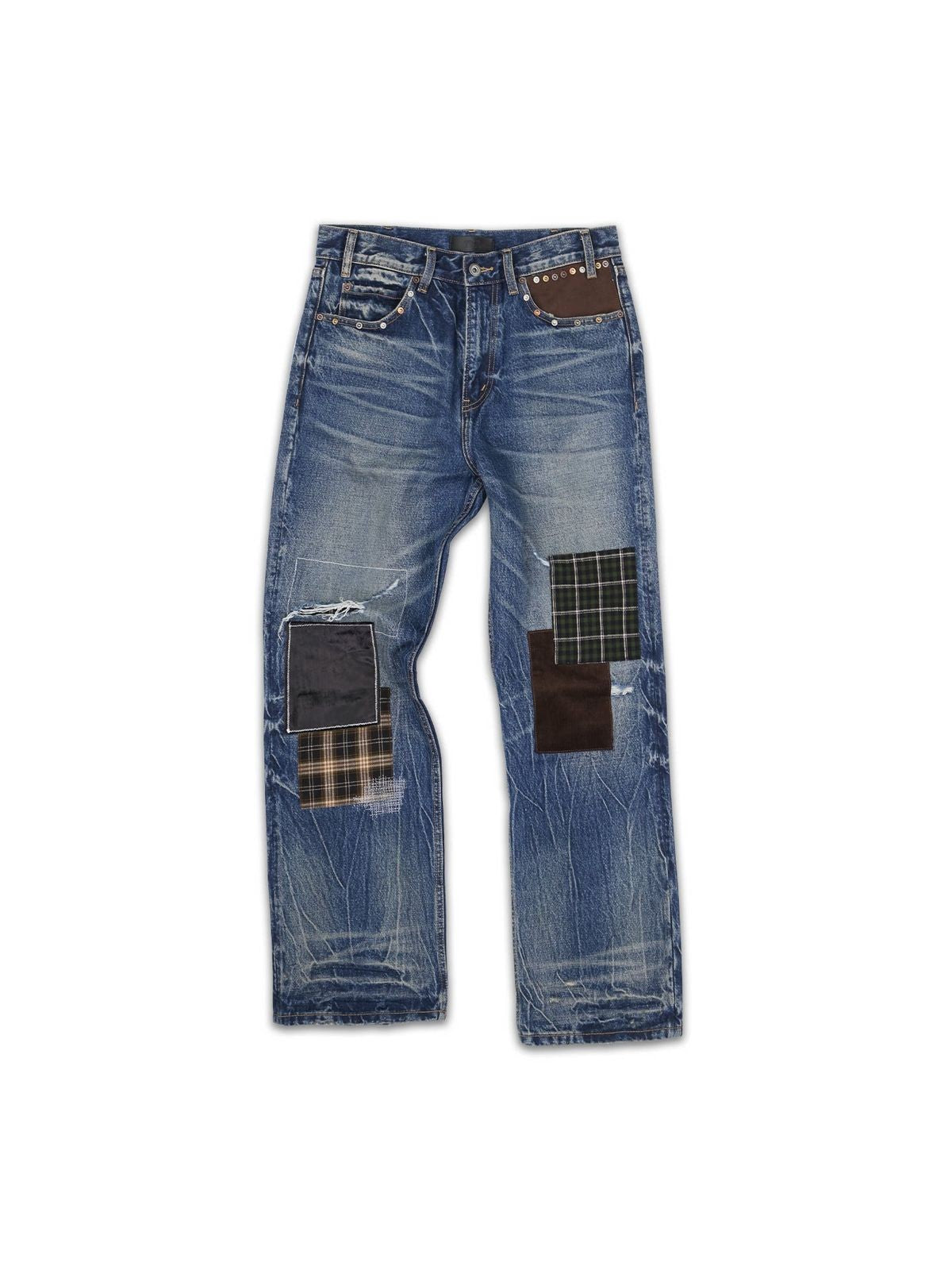 SOD Distressed Patchwork Jeans in Blue