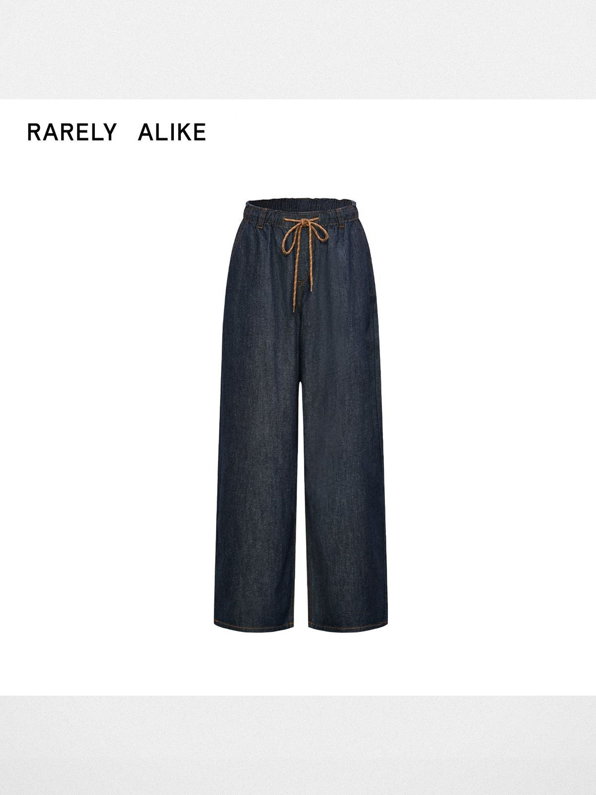 RARELY ALIKE Raw Denim Drawstring Wide Leg Pants in Denim