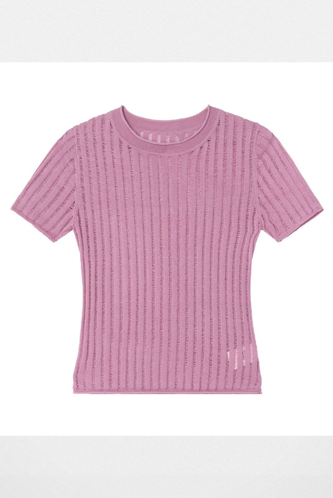 Simple Project Distressed Ribbed Knit Top in Lavender