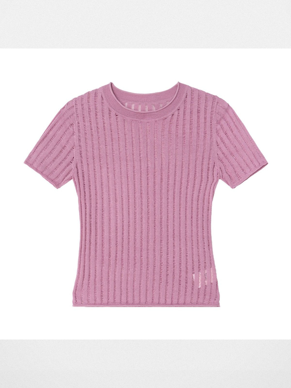 Simple Project Distressed Ribbed Knit Top in Lavender