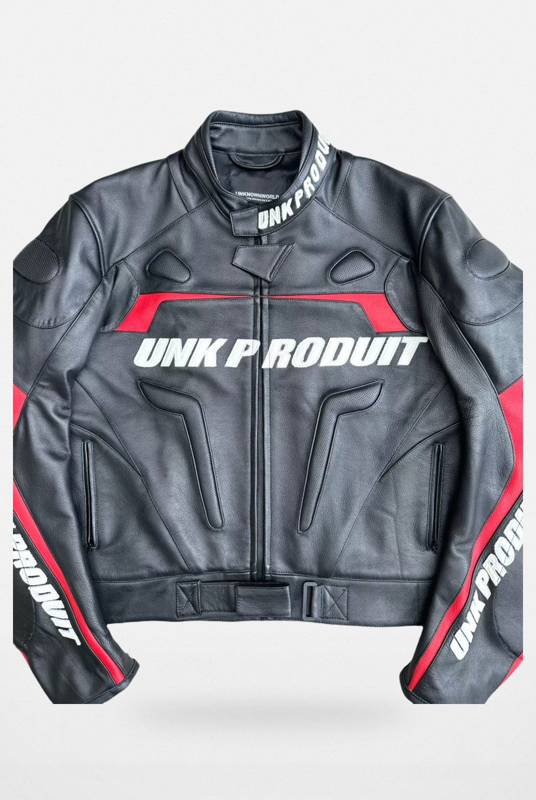 UNKNOWNWORLD Cowhide Leather Racing Jacket in Black