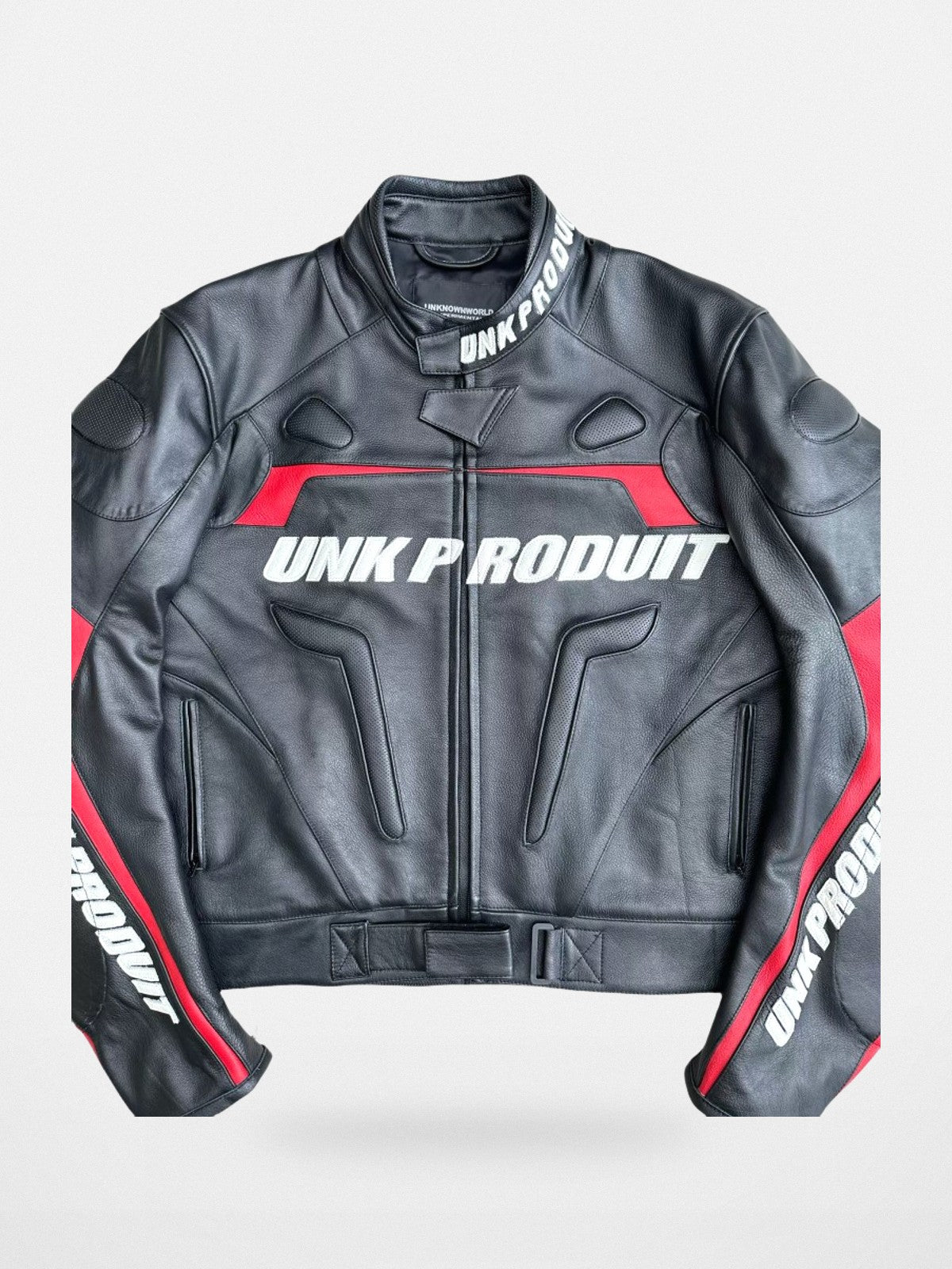 UNKNOWNWORLD Cowhide Leather Racing Jacket in Black