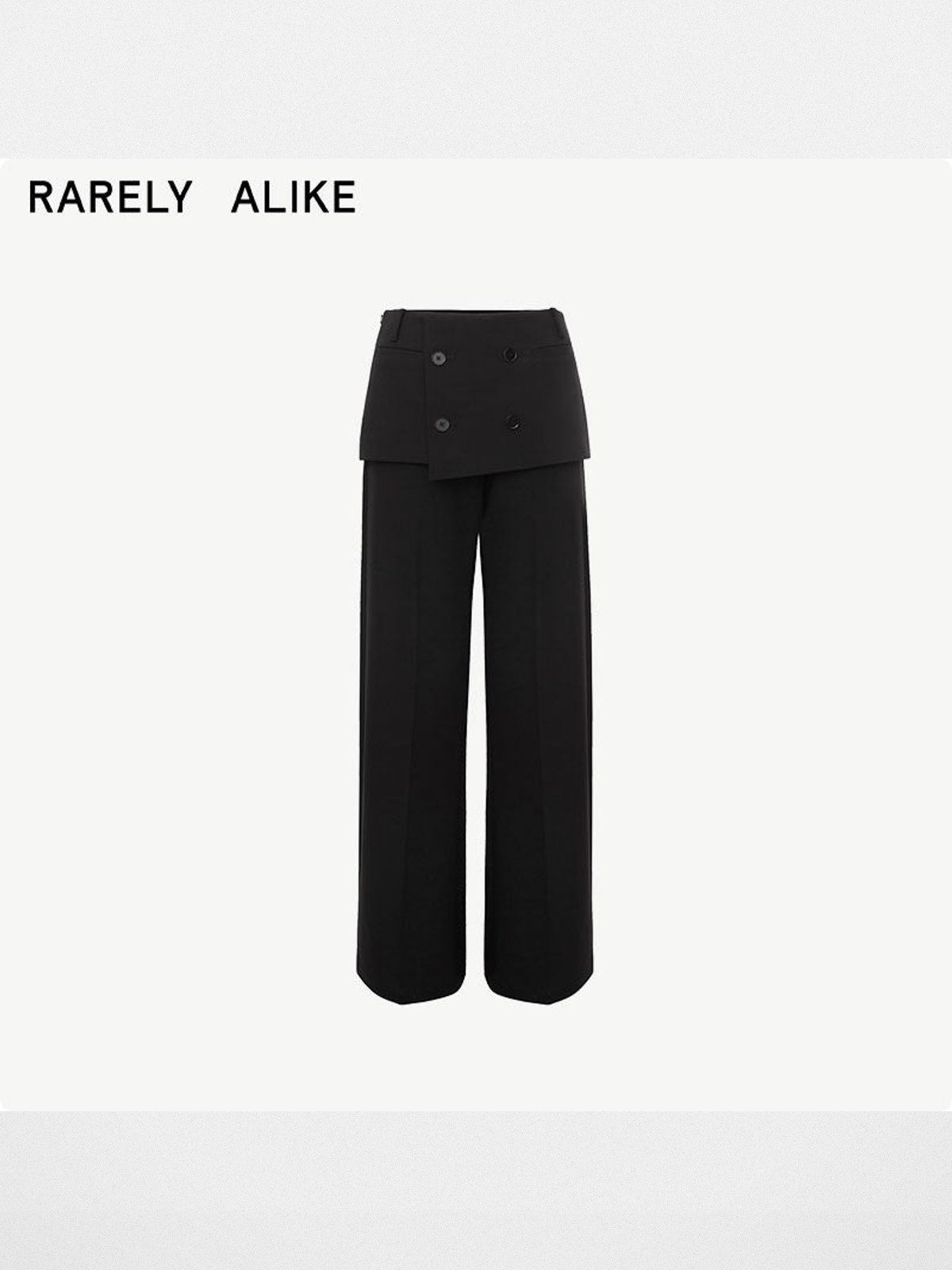RARELY ALIKE Double Breasted Layered Trousers in Black