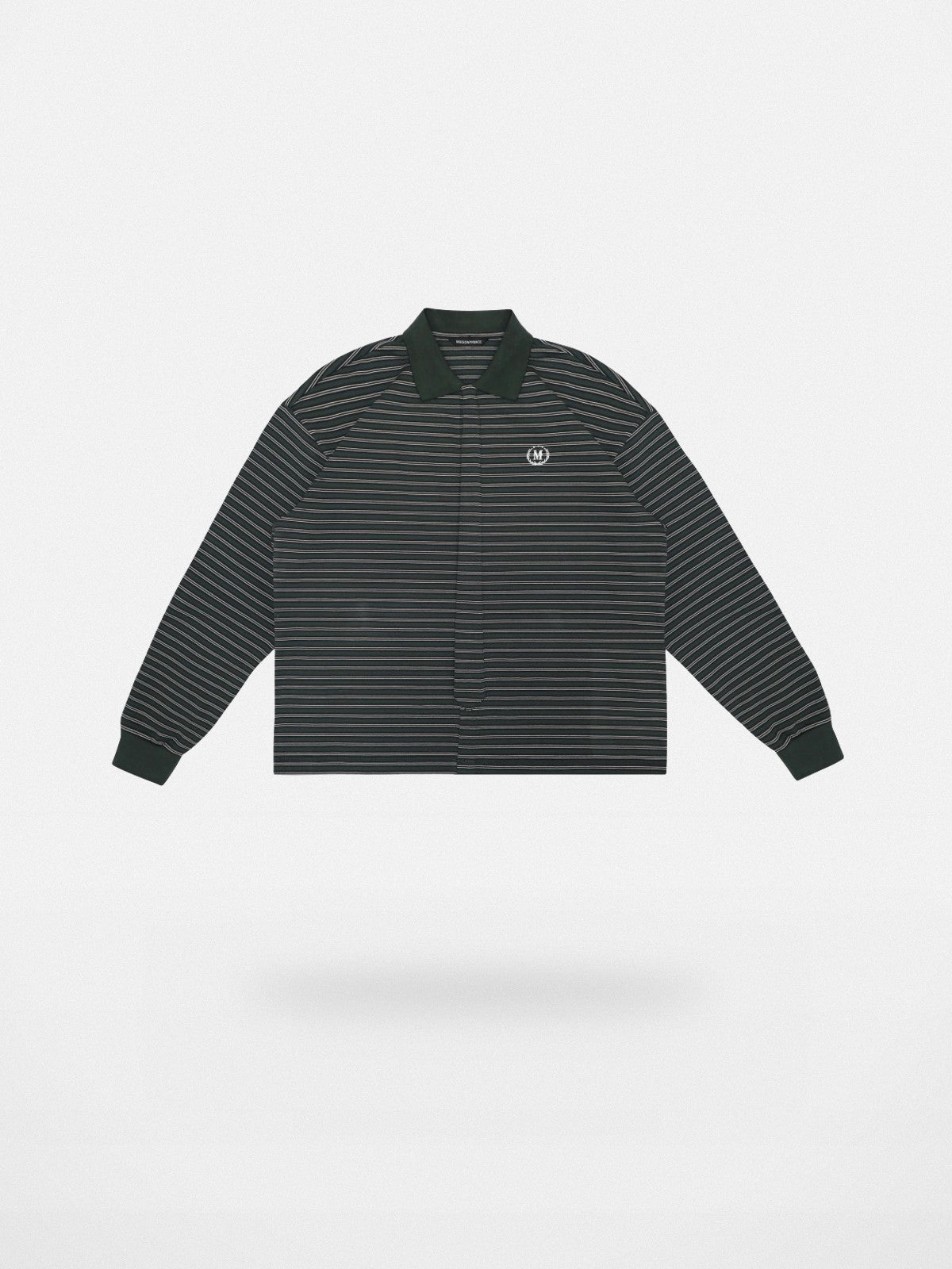MASONPRINCE Striped Washed Cotton Rugby Shirt in Green
