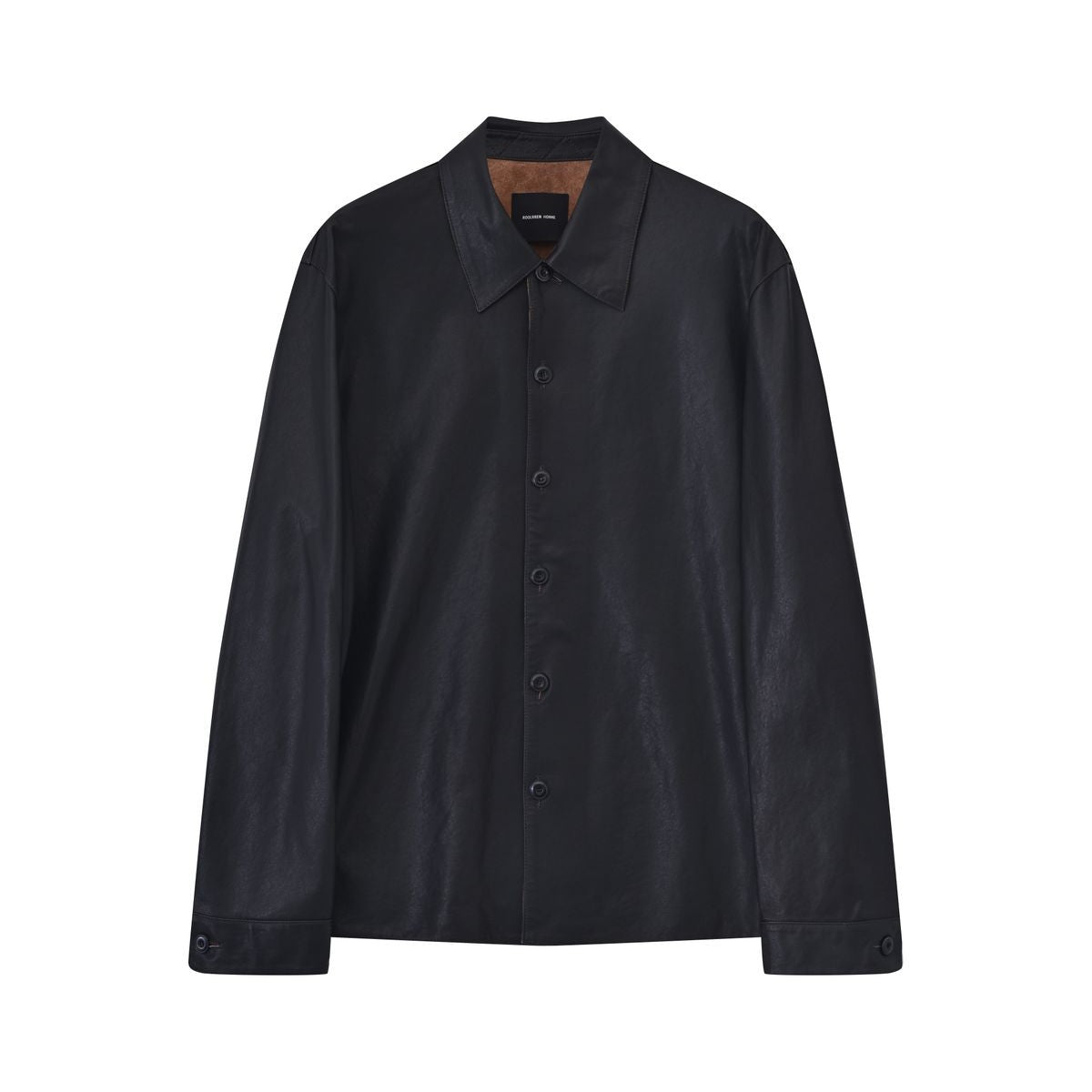 Roolrren homme Vegetable Tanned Sheepskin Shirt Jacket in Black