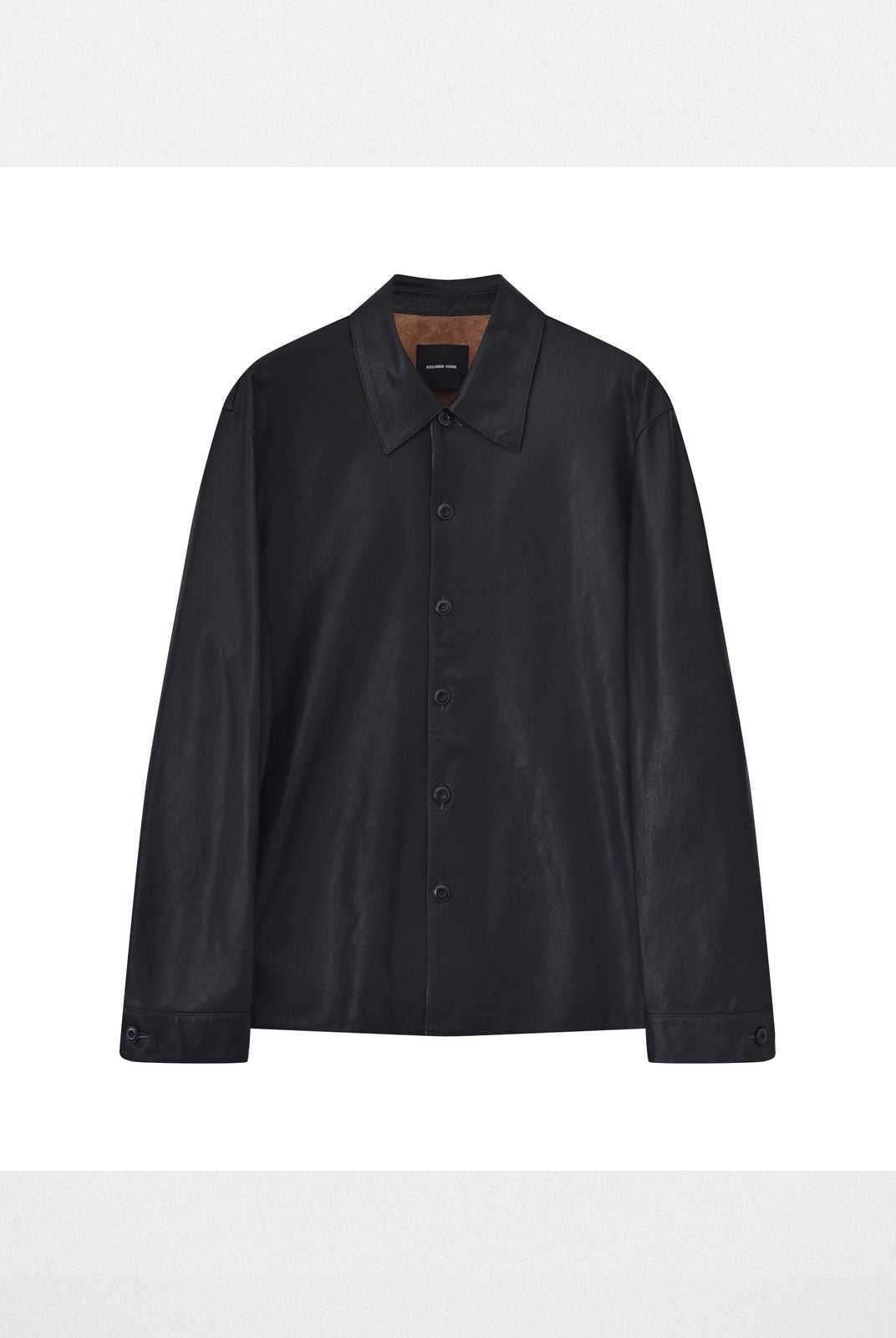 Roolrren homme Vegetable Tanned Sheepskin Shirt Jacket in Black