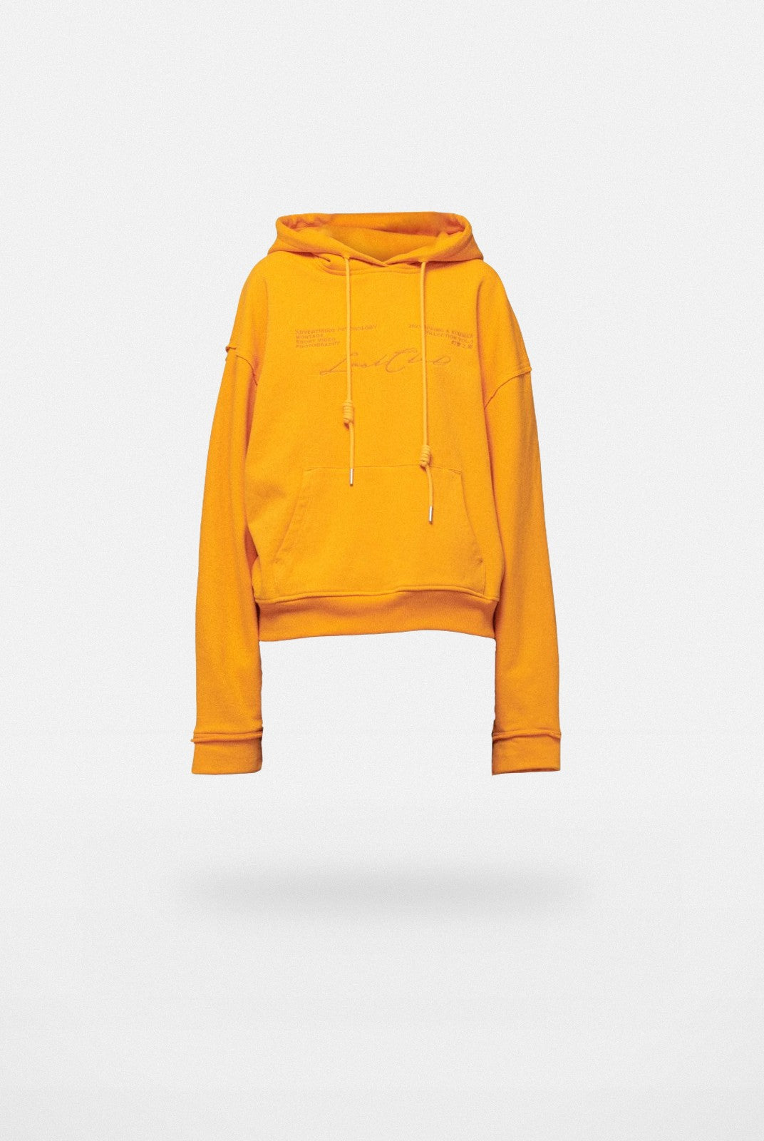 LOSTCTRL Embroidered Raw Edge Cotton Hoodie in Orange