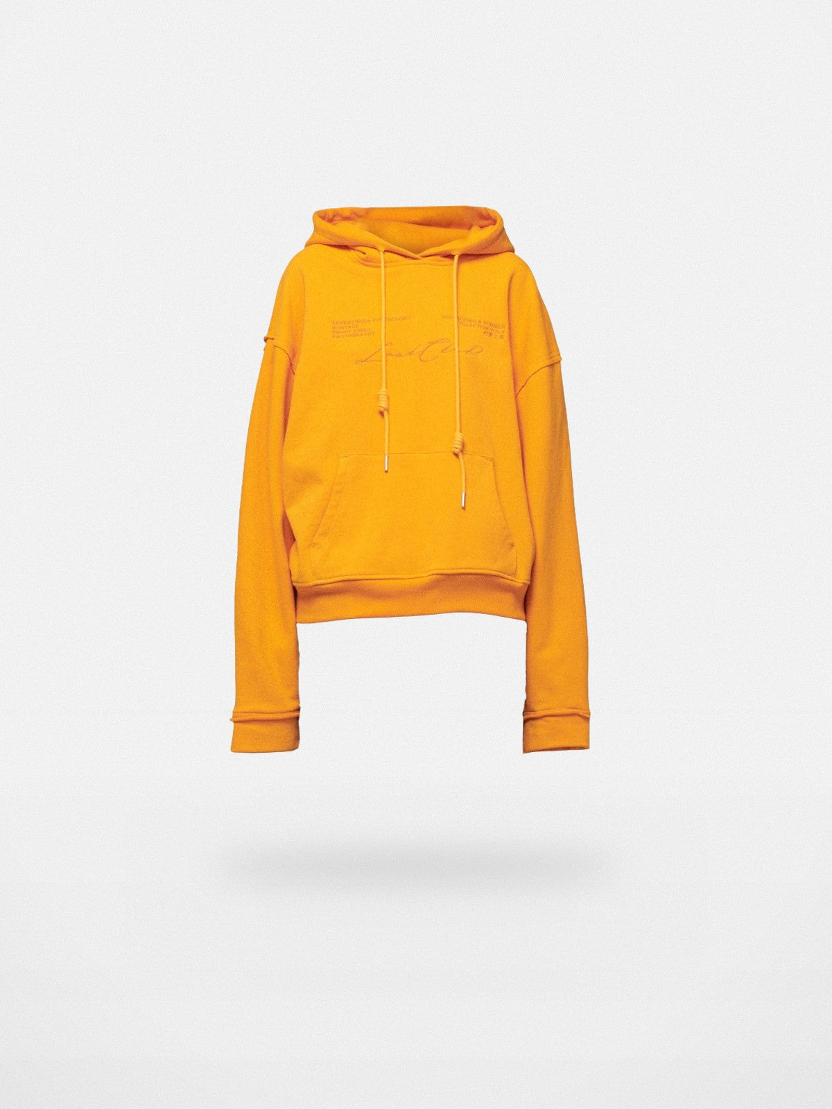 LOSTCTRL Embroidered Raw Edge Cotton Hoodie in Orange