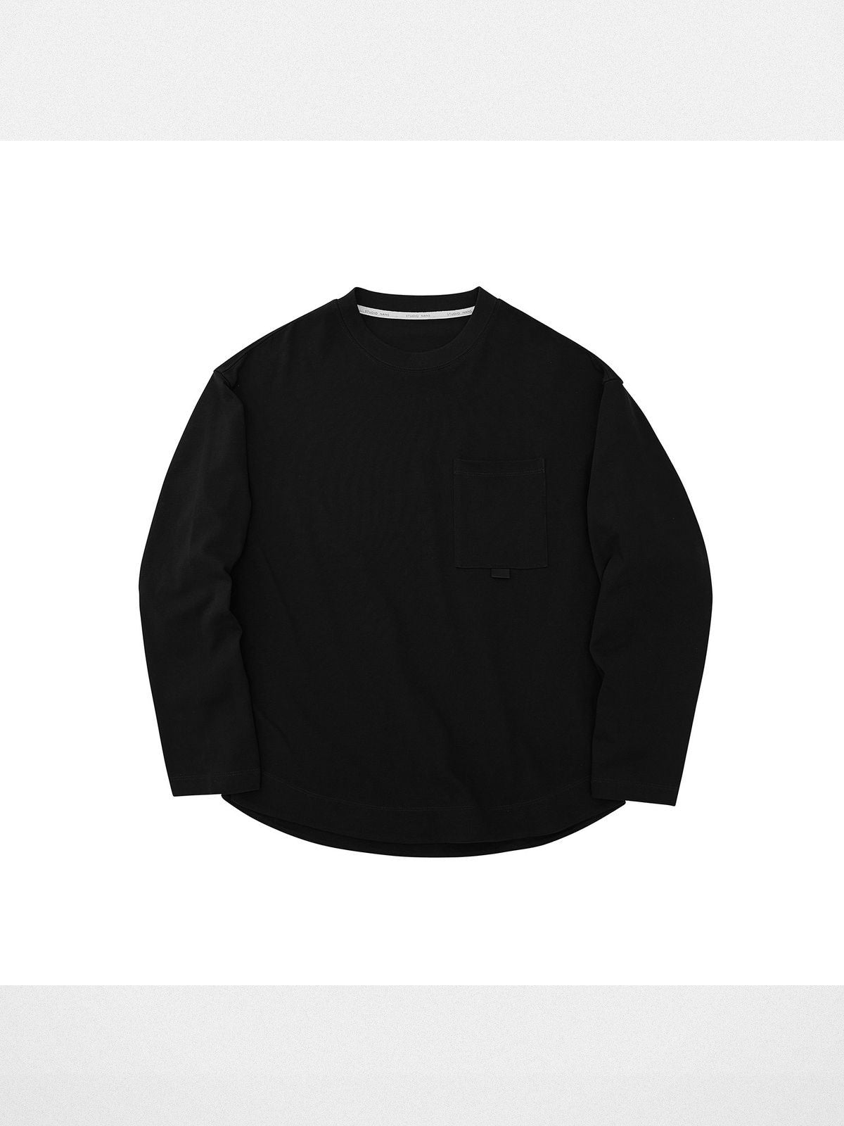 NANS Webbing Strap Pocket Long Sleeve Tee in Black