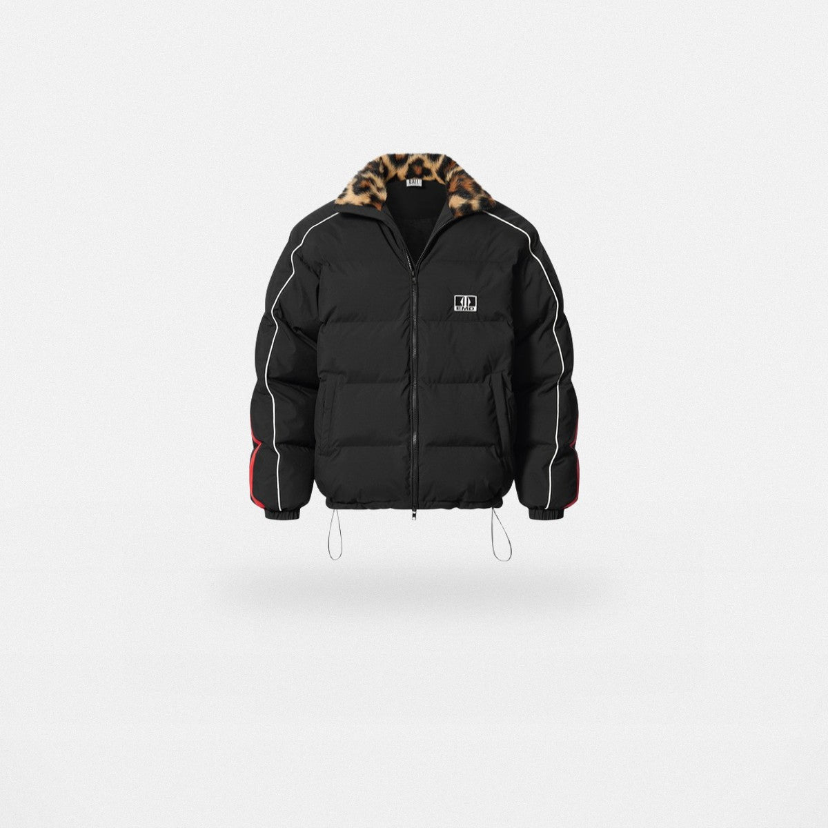 BLINDNOPLAN Leopard Collar Puffer Jacket in Black