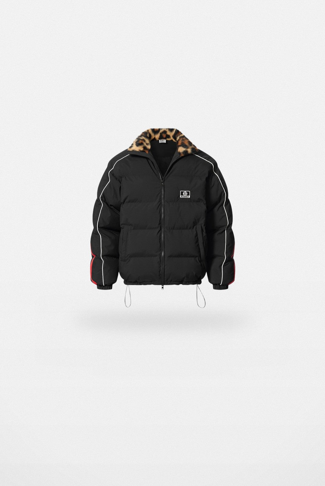 BLINDNOPLAN Leopard Collar Puffer Jacket in Black