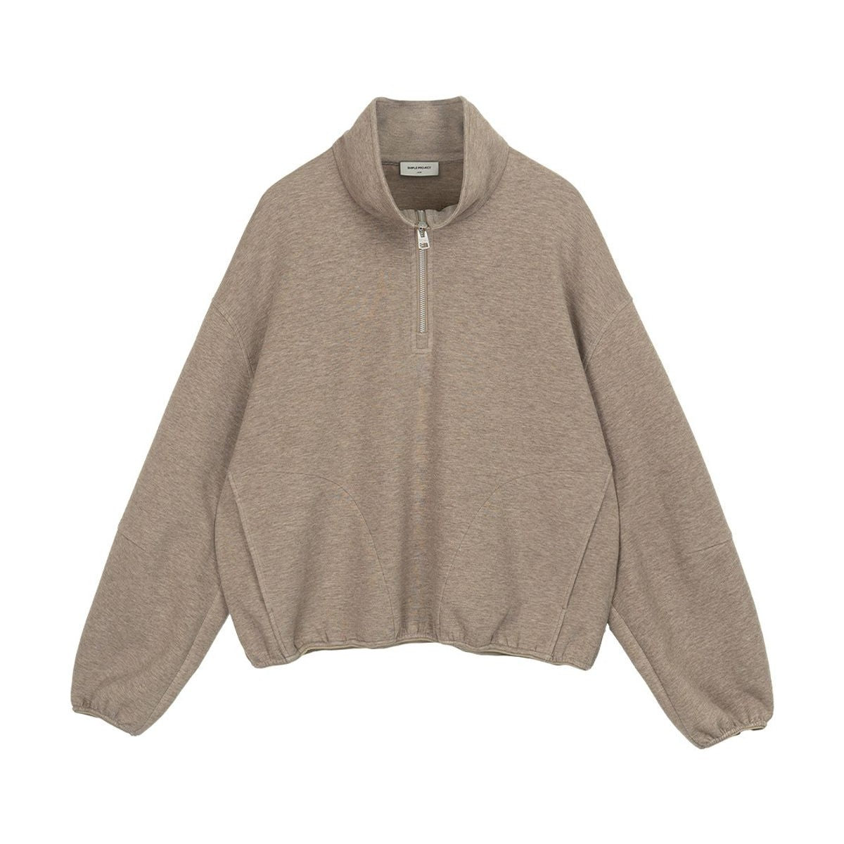Simple Project Cloud Feel Half Zip Sweatshirt in Beige
