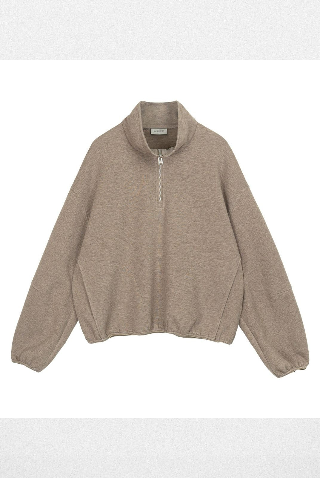 Simple Project Cloud Feel Half Zip Sweatshirt in Beige