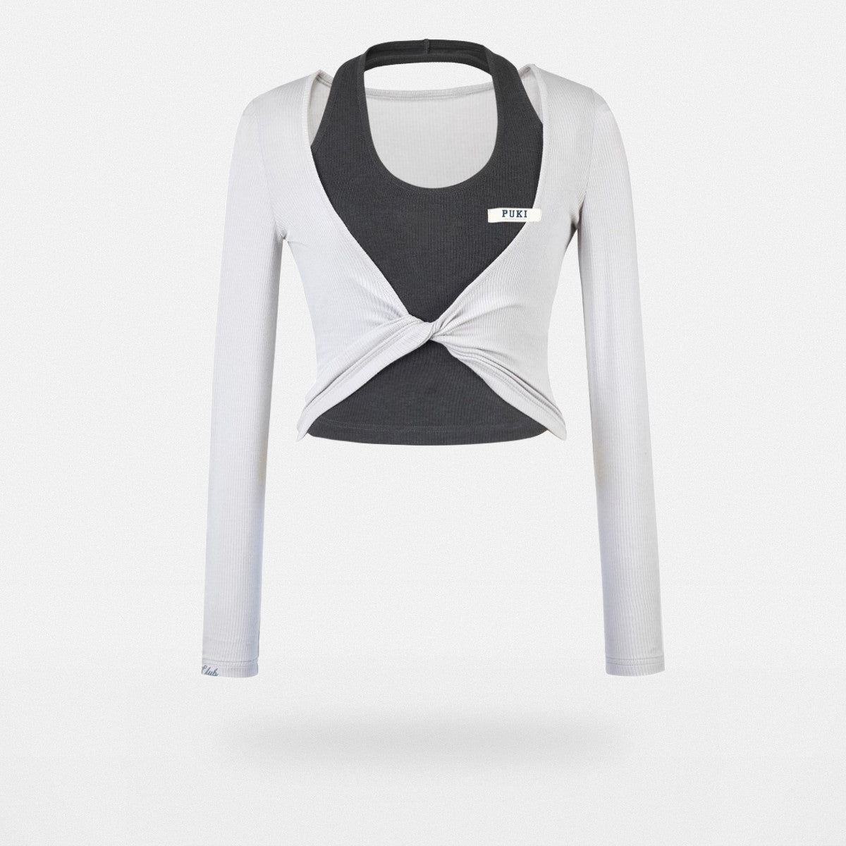 PUKI Mock Layered Halter Top in Gray