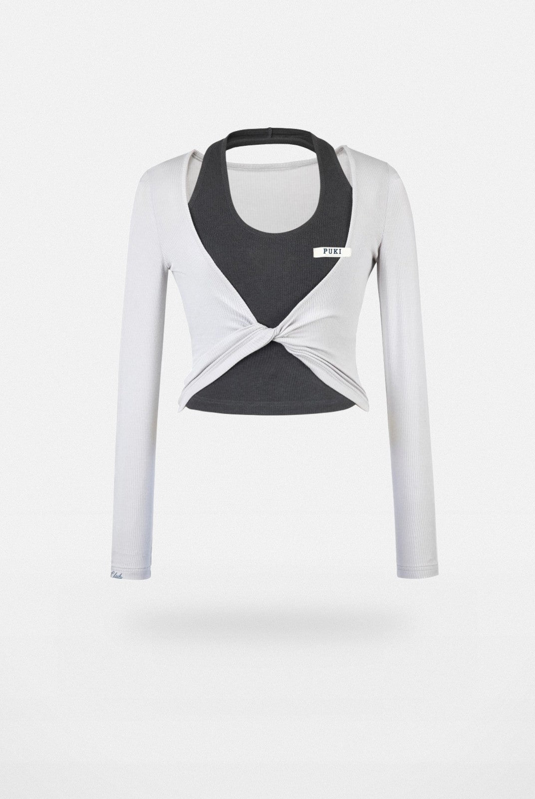 PUKI Mock Layered Halter Top in Gray
