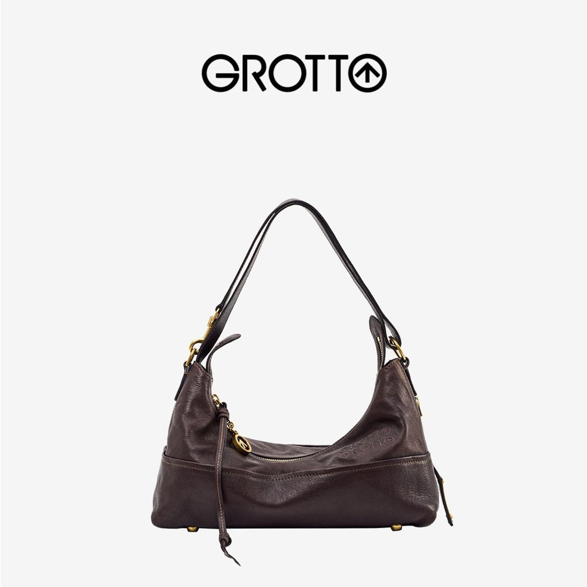 Grotto ArkHobo Small Calfskin Shoulder Bag in Brown