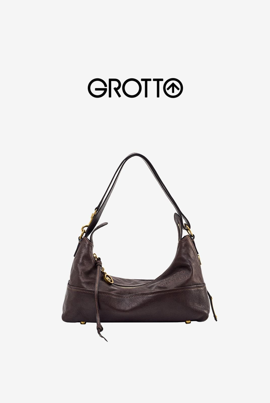 Grotto ArkHobo Small Calfskin Shoulder Bag in Brown