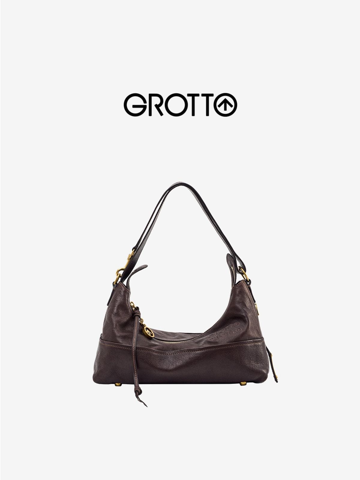 Grotto ArkHobo Small Calfskin Shoulder Bag in Brown