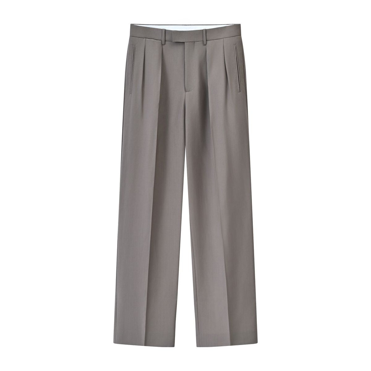 Roolrren Homme Pleated Wool Trousers in Beige