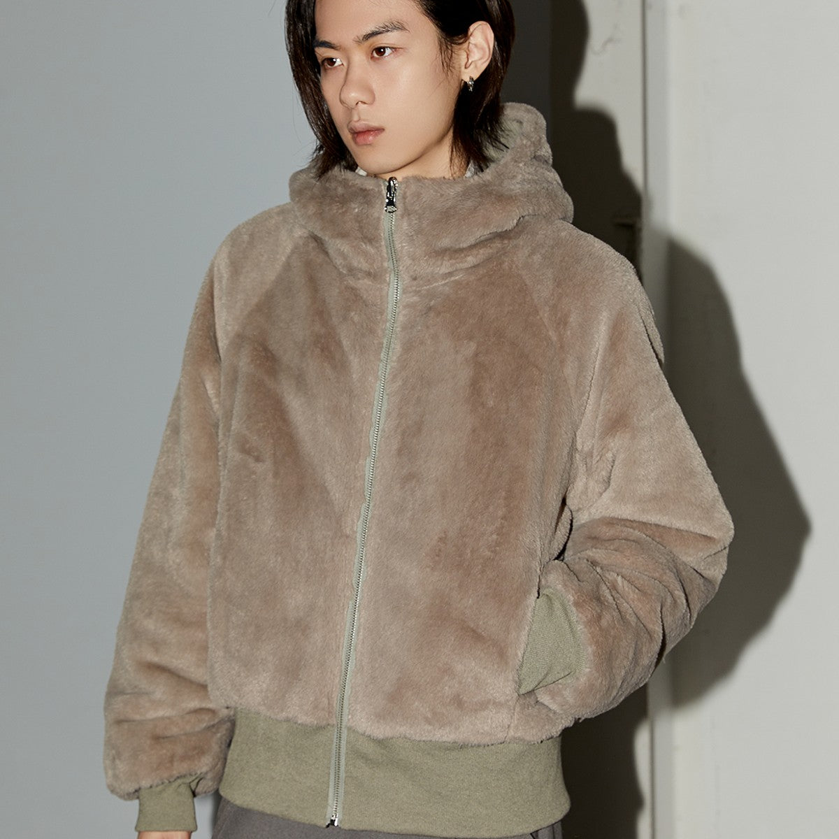 Y Official Reversible Berber Fleece Jacket in Green - On Male Model