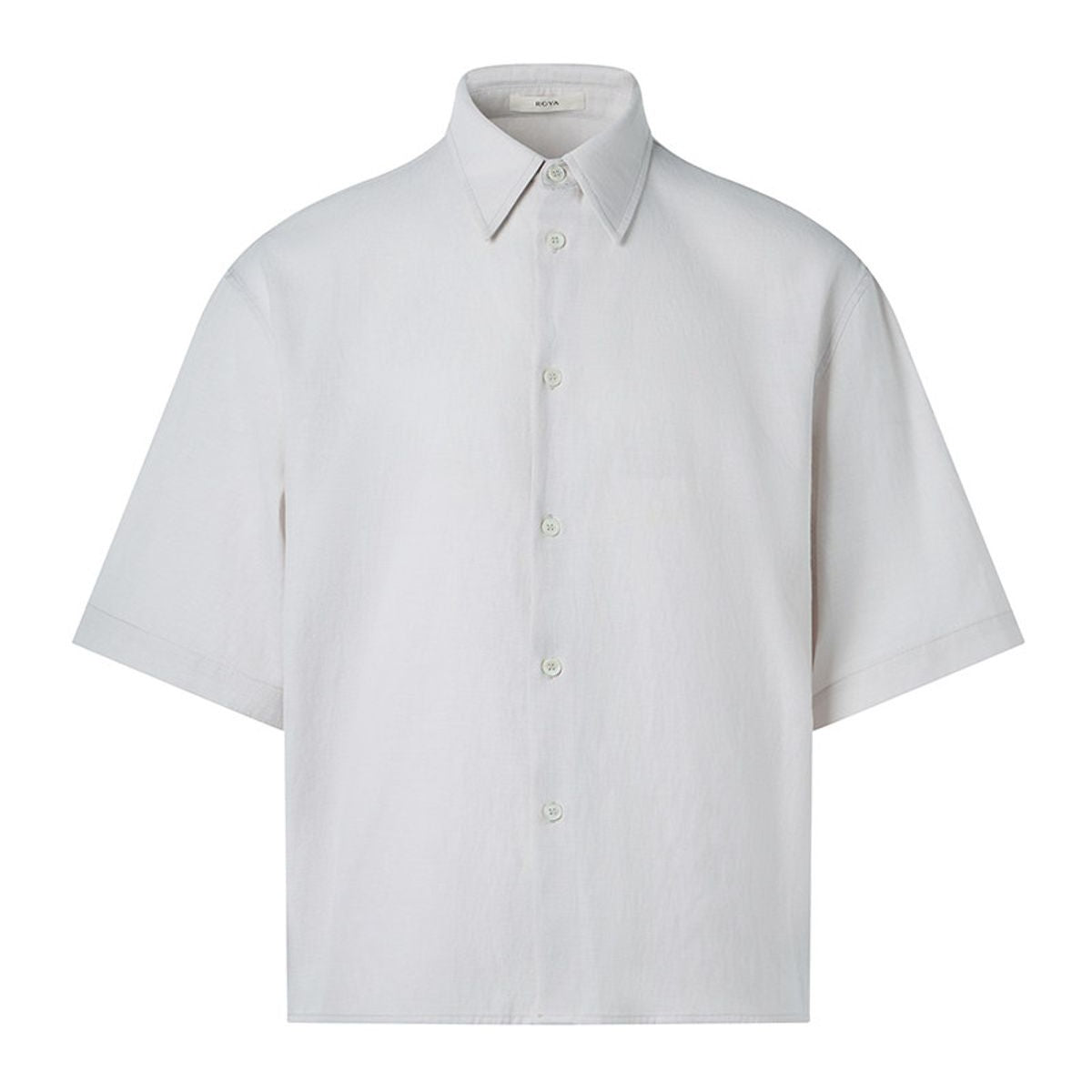 ROYA Boxy Linen Blend Short Sleeve Shirt in White