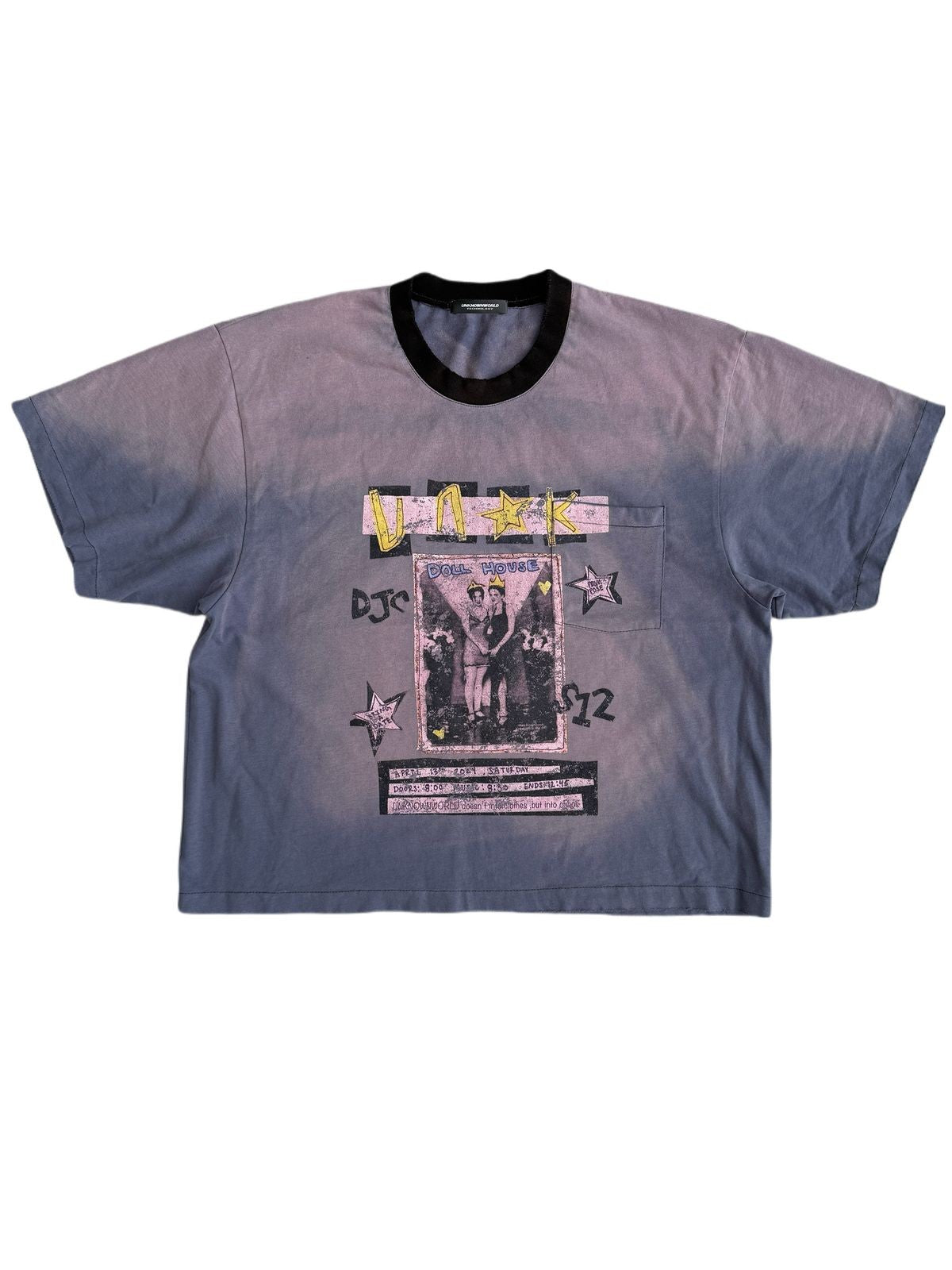 UNKNOWNWORLD Sun Faded Distressed Graphic T Shirt in Blue