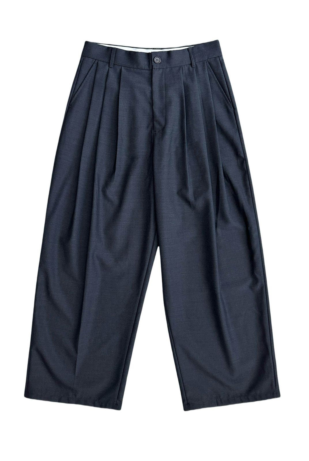 UNKNOWNWORLD Triple Pleated Wool Blend Trousers in Gray