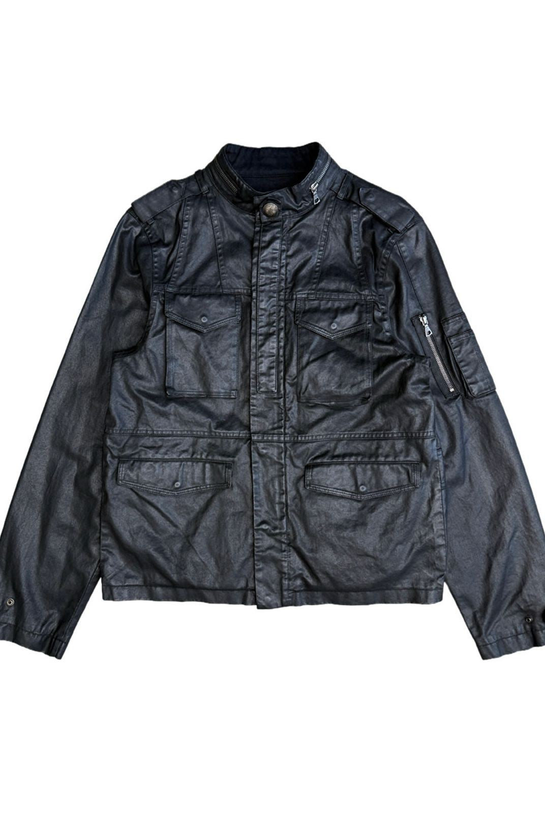 UNKNOWNWORLD Waxed Deconstructed M65 Jacket in Black