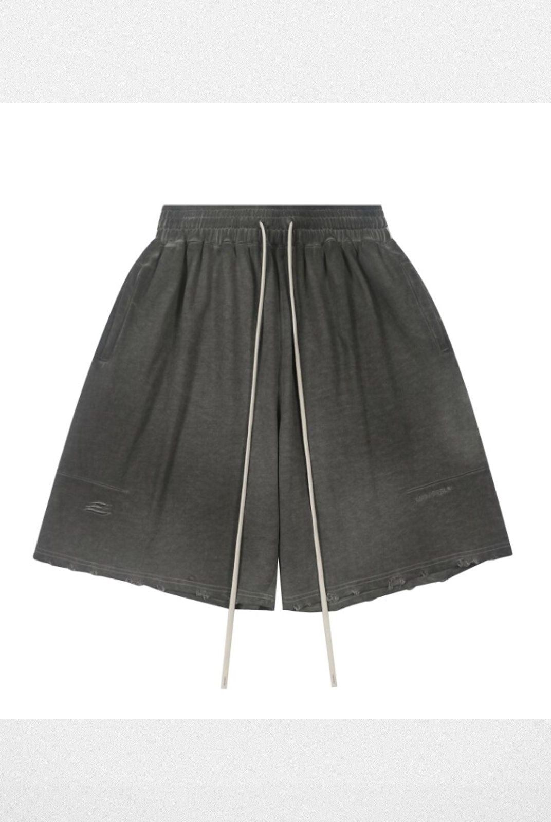 LOSTCTRL Washed Distressed Cotton Shorts in Gray