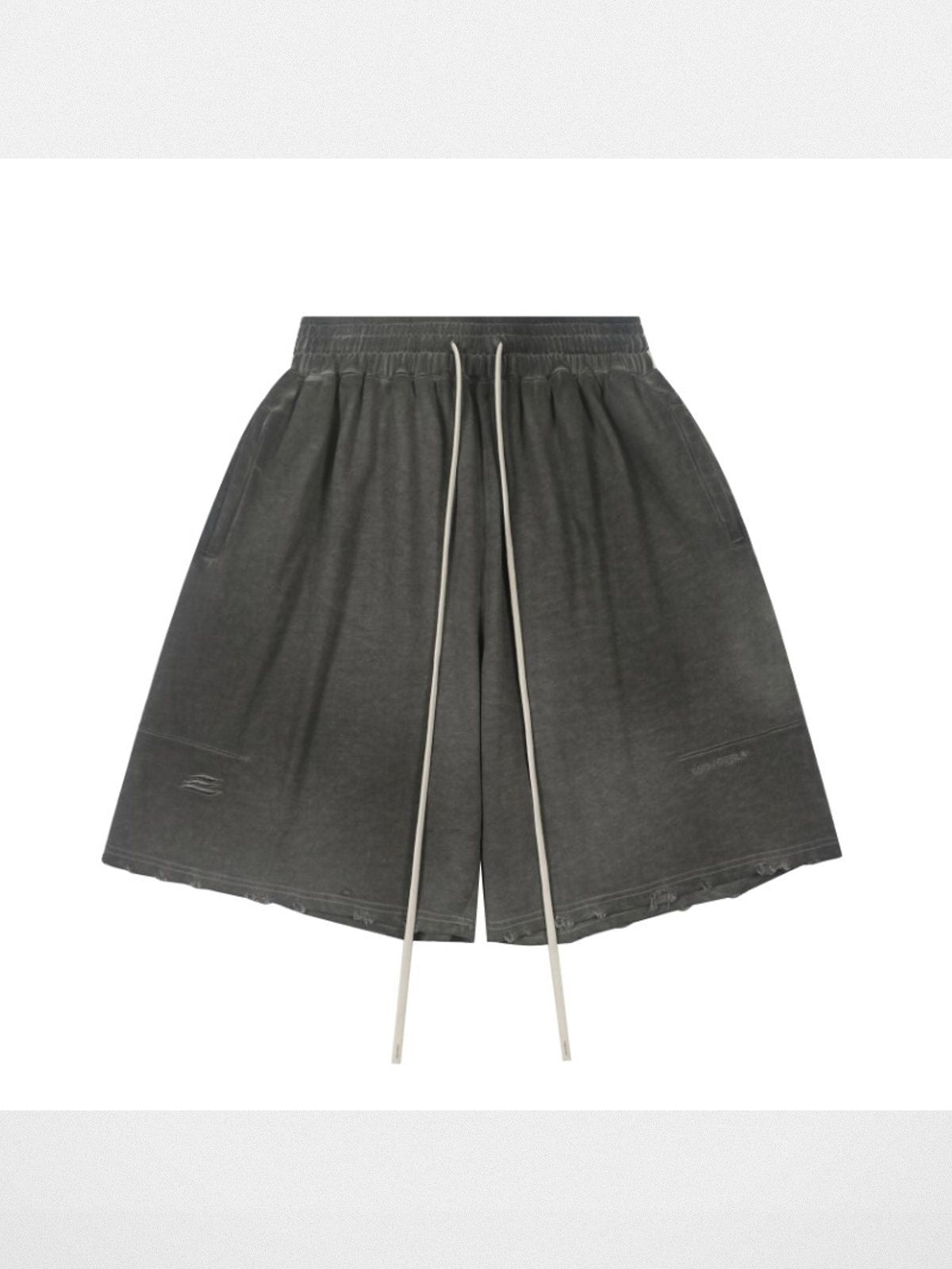 LOSTCTRL Washed Distressed Cotton Shorts in Gray