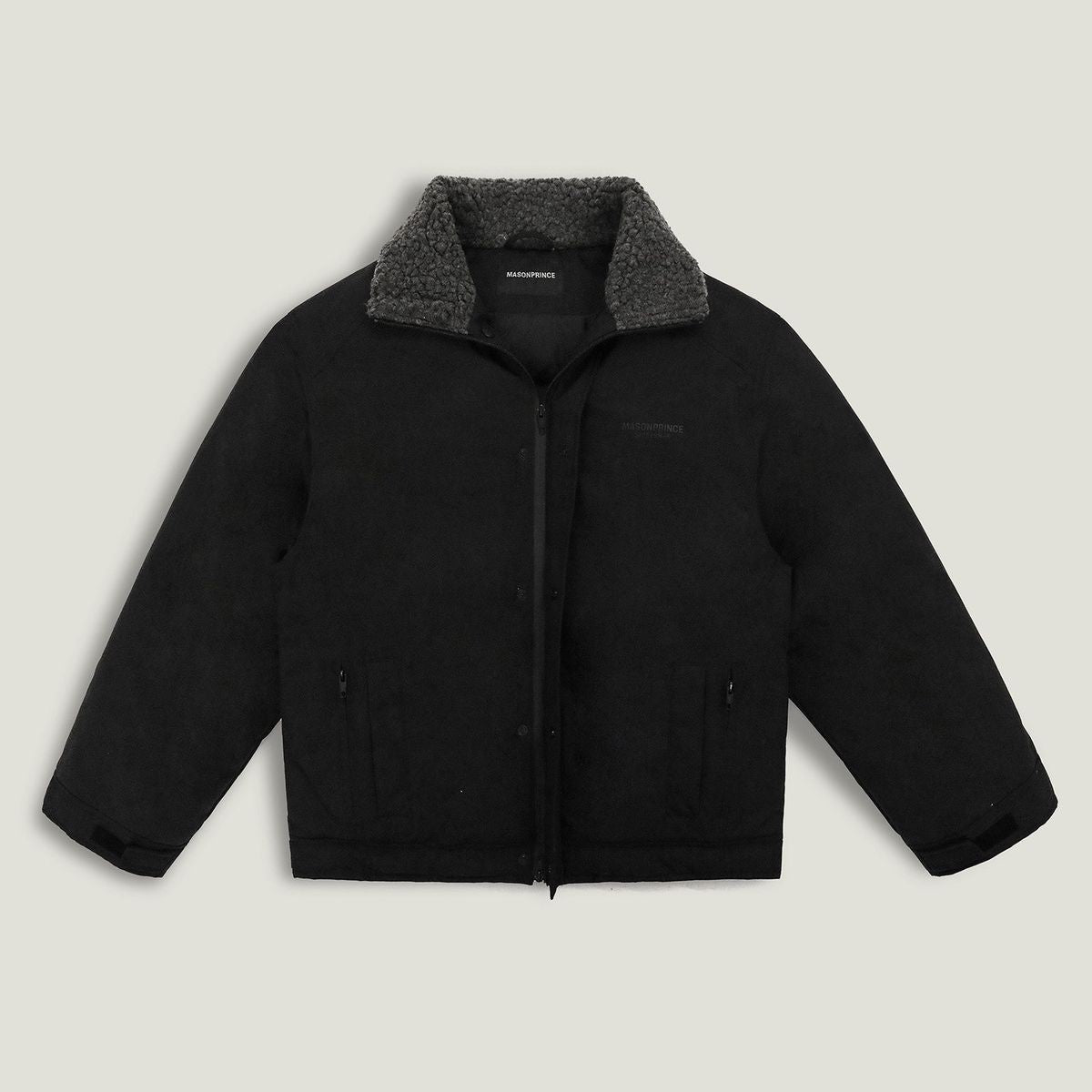 MASONPRINCE Sherpa Collar Down Puffer in Black #color_black