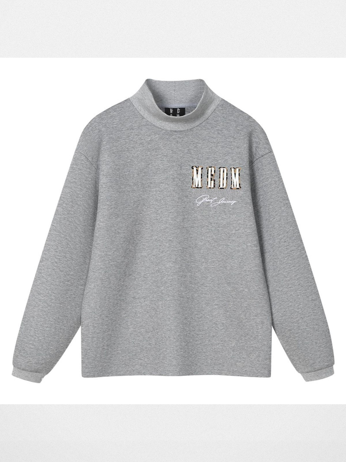 MEDM Leather Patchwork Logo Sweatshirt in Gray
