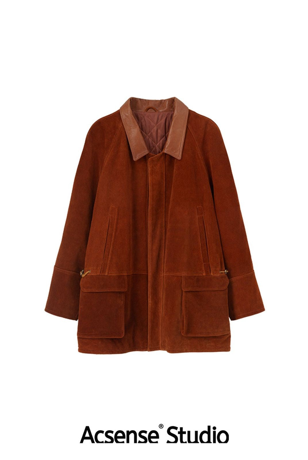 ACSENSE STUDIO Slouchy Padded Leather Coat in Brown