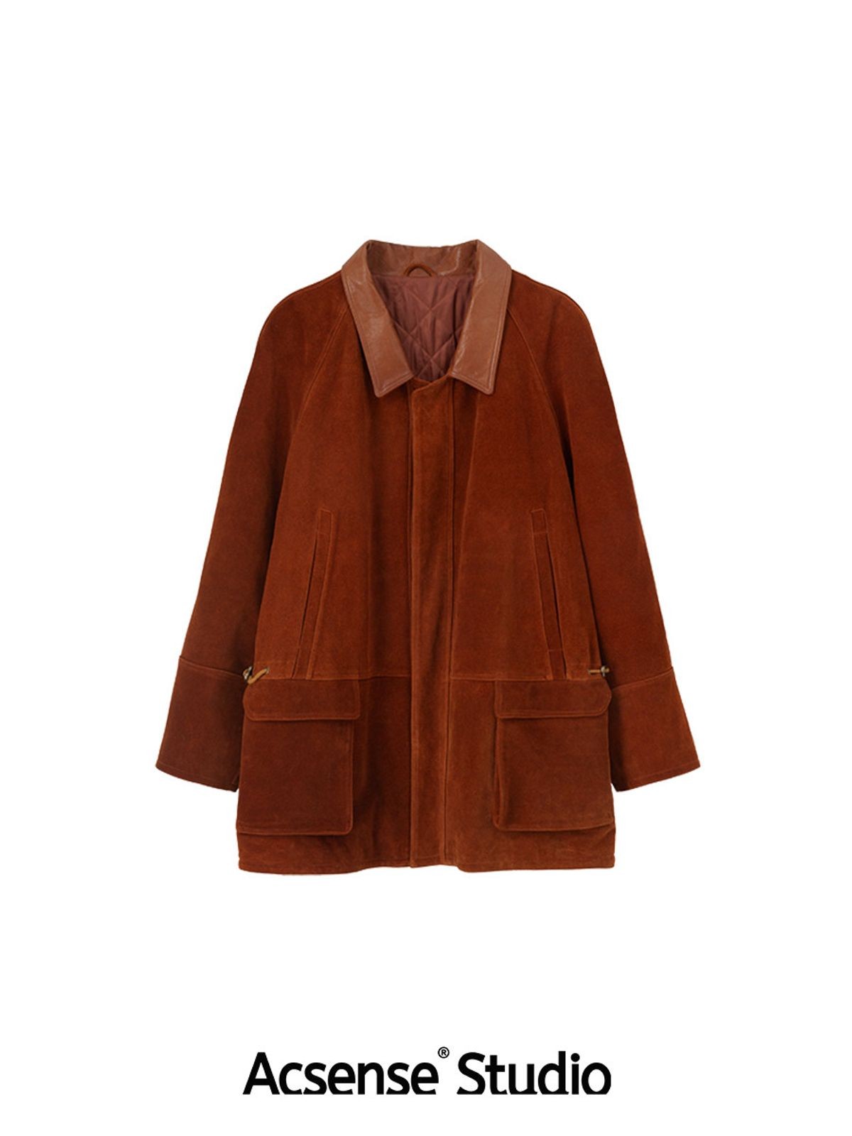 ACSENSE STUDIO Slouchy Padded Leather Coat in Brown