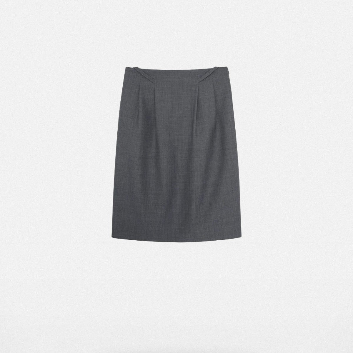 SHUSHUTONG Diagonal Belt Loop Straight Skirt in Gray