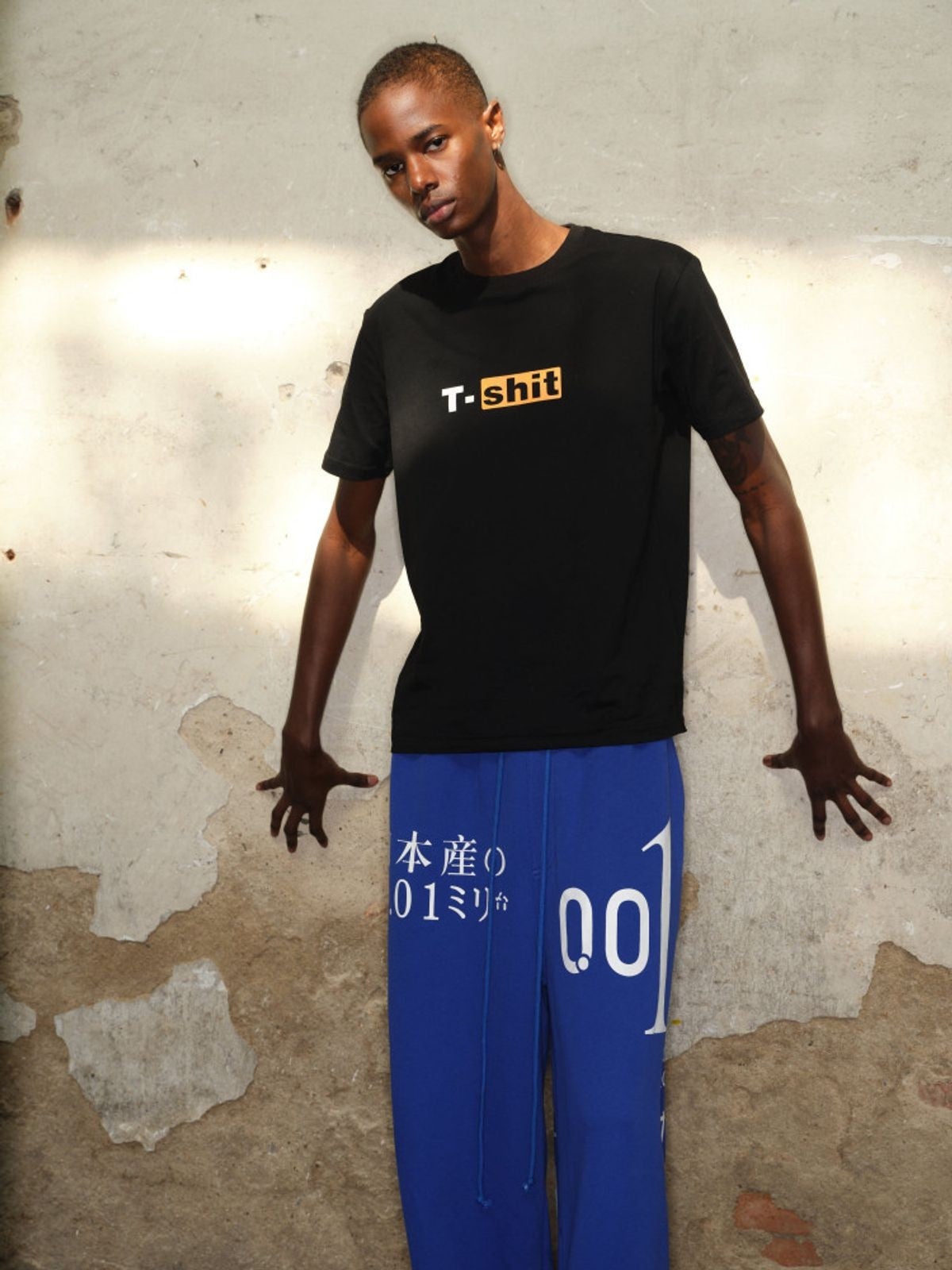 TRIANGLE PROJECT Parody Print Cotton T Shirt in Black - On Model